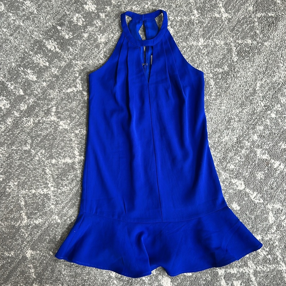 Anthropologie Greylin Brand Cobalt Blue Sleeveless flutter Dress - Picture 5 of 16